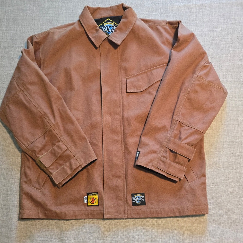 TAC 23 Work Gear Flame Resistant FR Canvas Jacket Brown Mens L HRC-4 TAC-TEX